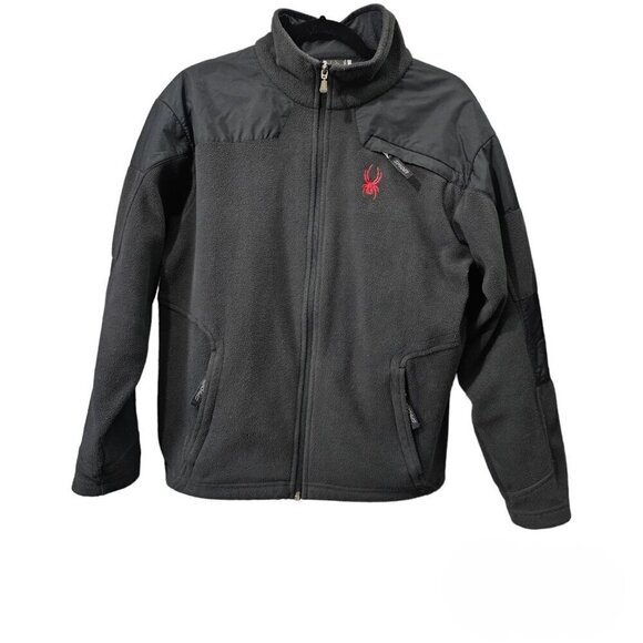 SPYDER Full Zip Fleece Black And Red Shell Jacket - Picture 1 of 10